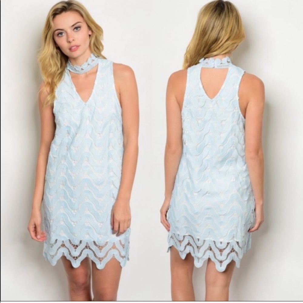 Baby blue crochet dress
